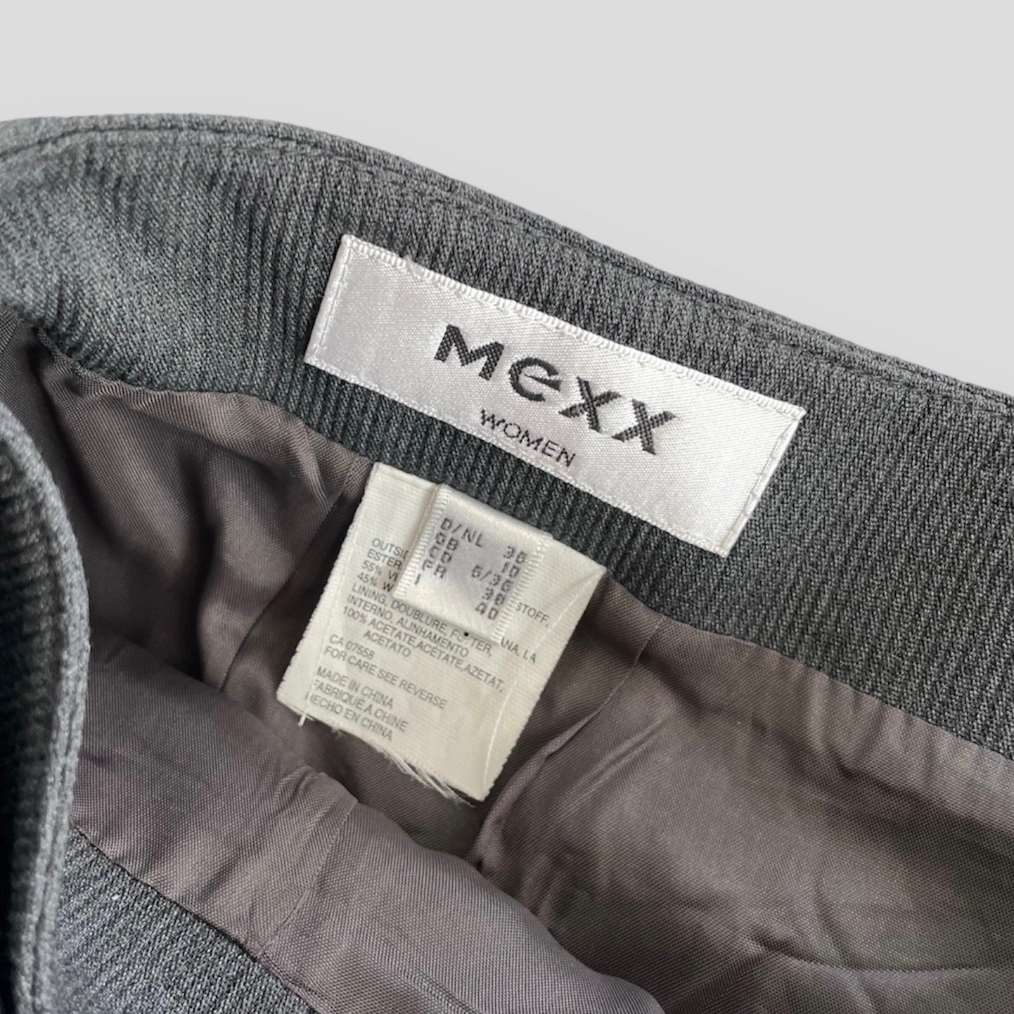 Mexx Women Grey Wool Blend Wrap Mini Skirt - Small