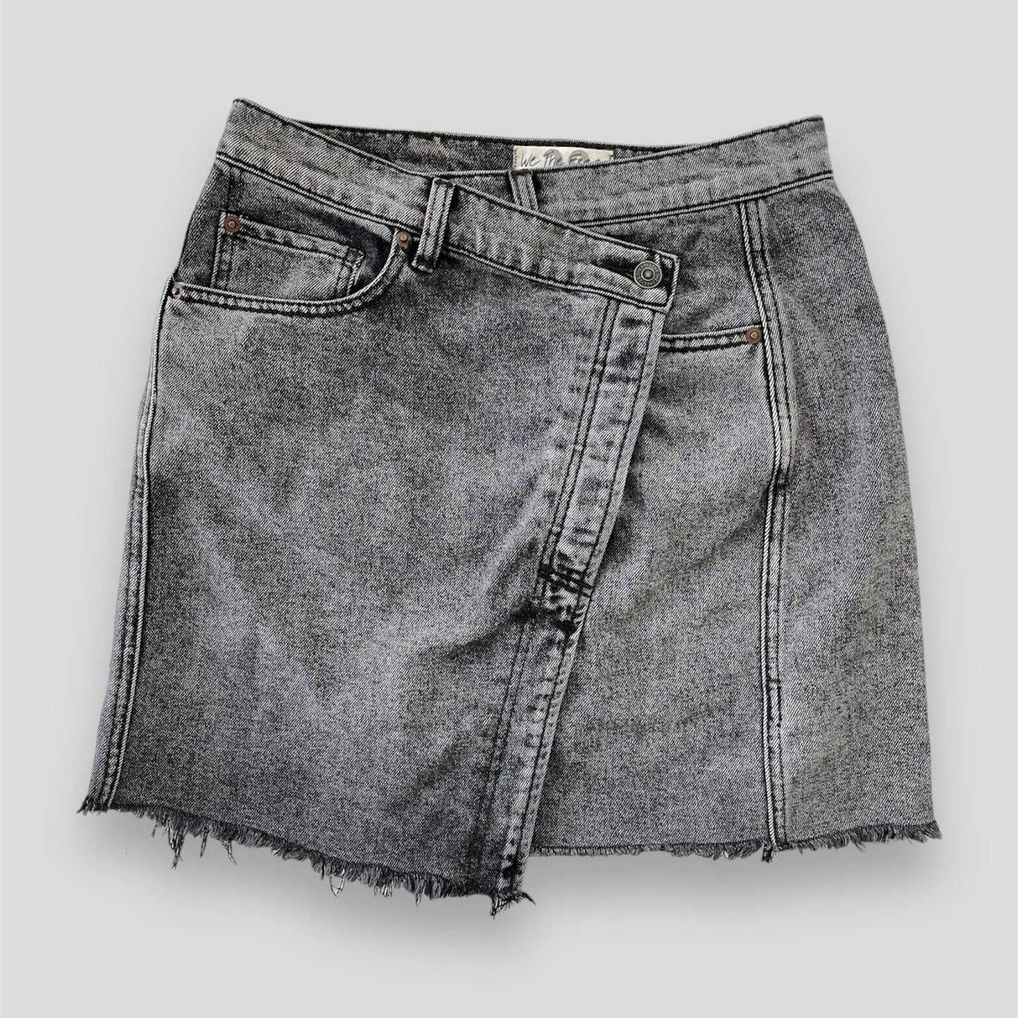 Free People Washed Black Criss Cross Denim Skirt - W29