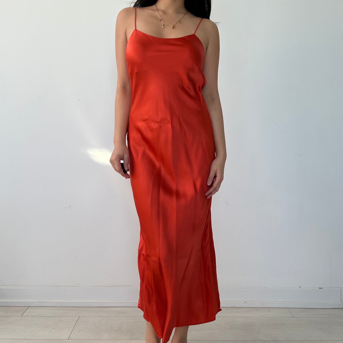 SABA Blood Orange Silk Slip Dress - X-Small