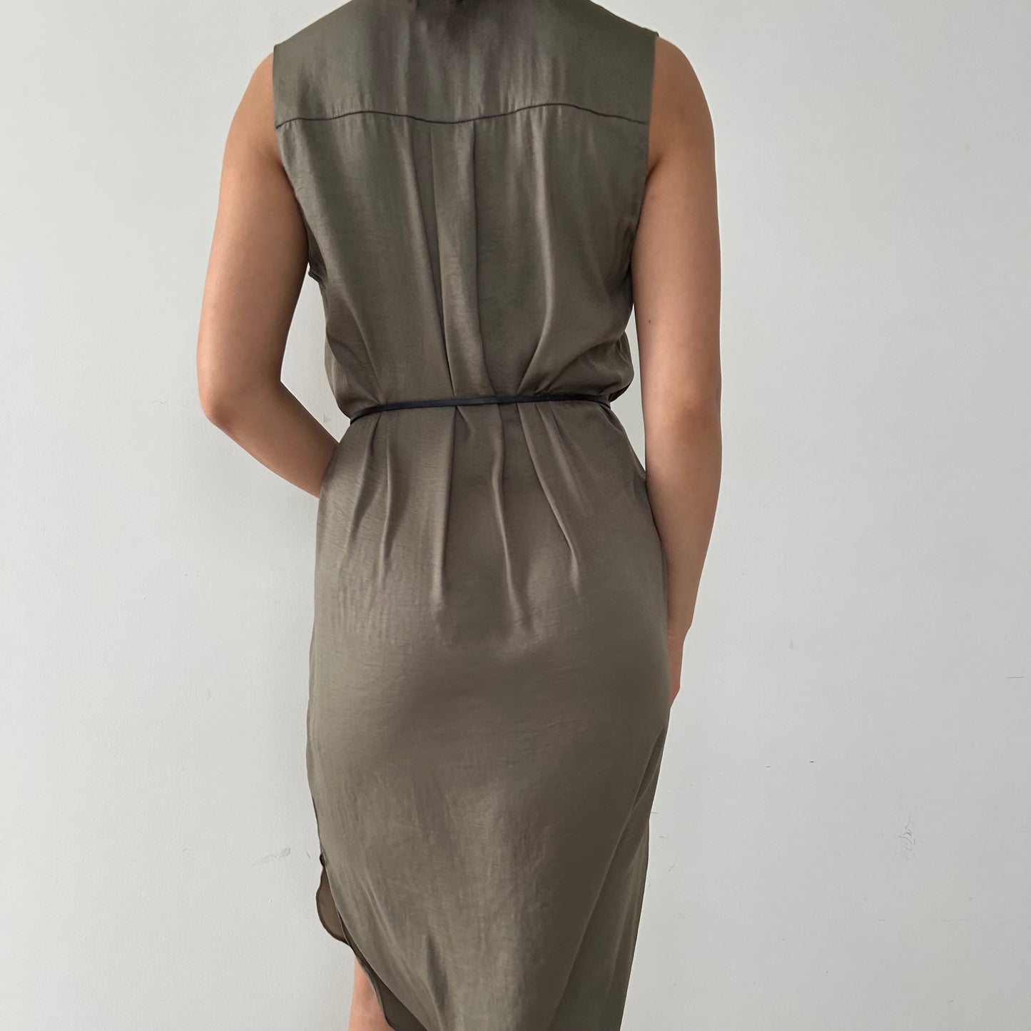 A.L.C. Khaki Sleeveless Midi Dress - X-Small