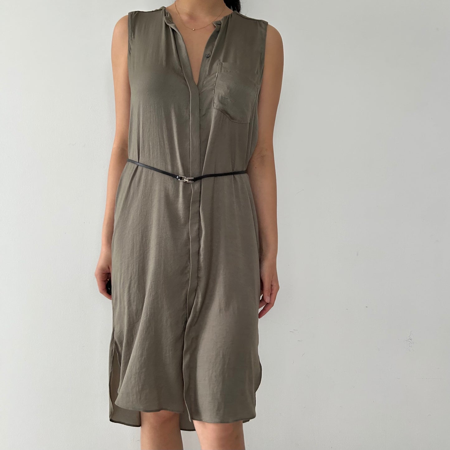 A.L.C. Khaki Sleeveless Midi Dress - X-Small