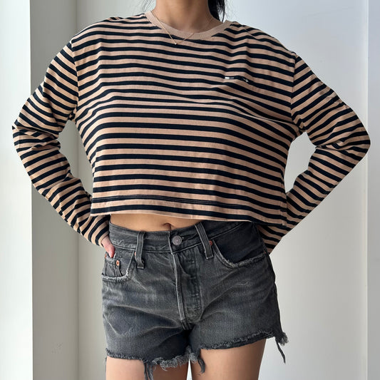 The Upside Long Sleeve Striped Crop Top - Small