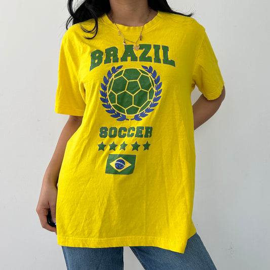 Brazil Soccer Yellow Tee - Large