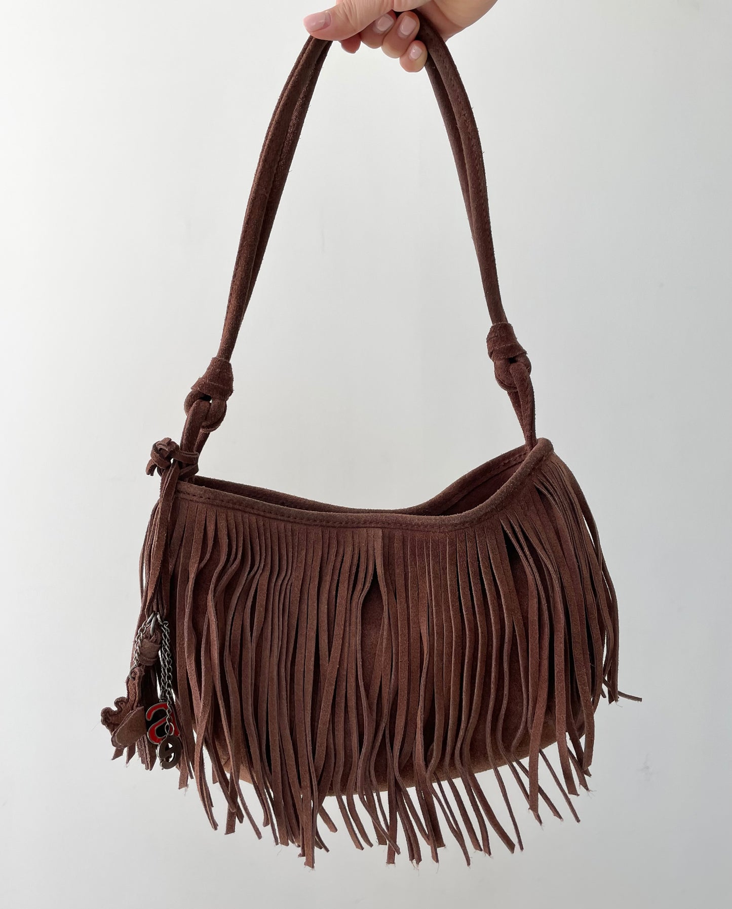 Brown Suede Fringe Hobo Bag