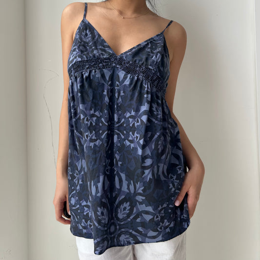 Mexx Blue Floral Silk Camisole - X-Large