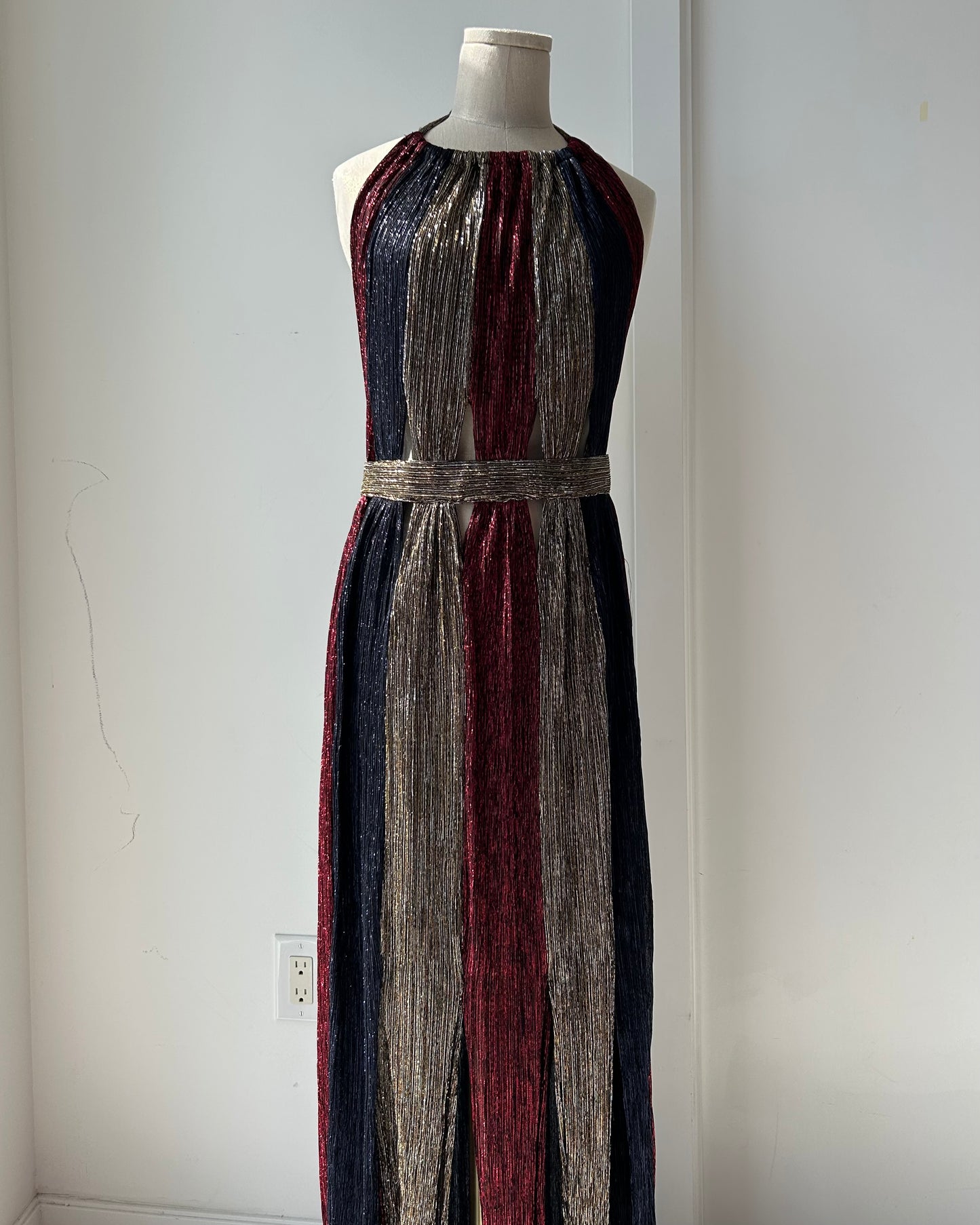 2015 Bec + Bridge Metallic Halter Maxi Dress - Small