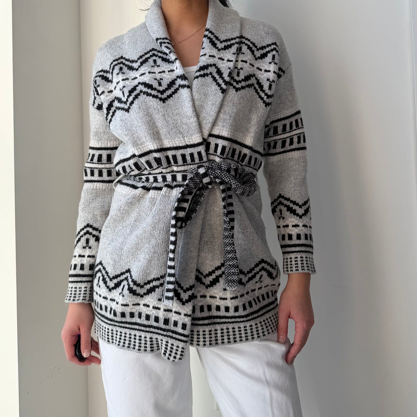 Rachel by Rachel Roy Grey Wool Blend Wrap Cardigan - X-Small