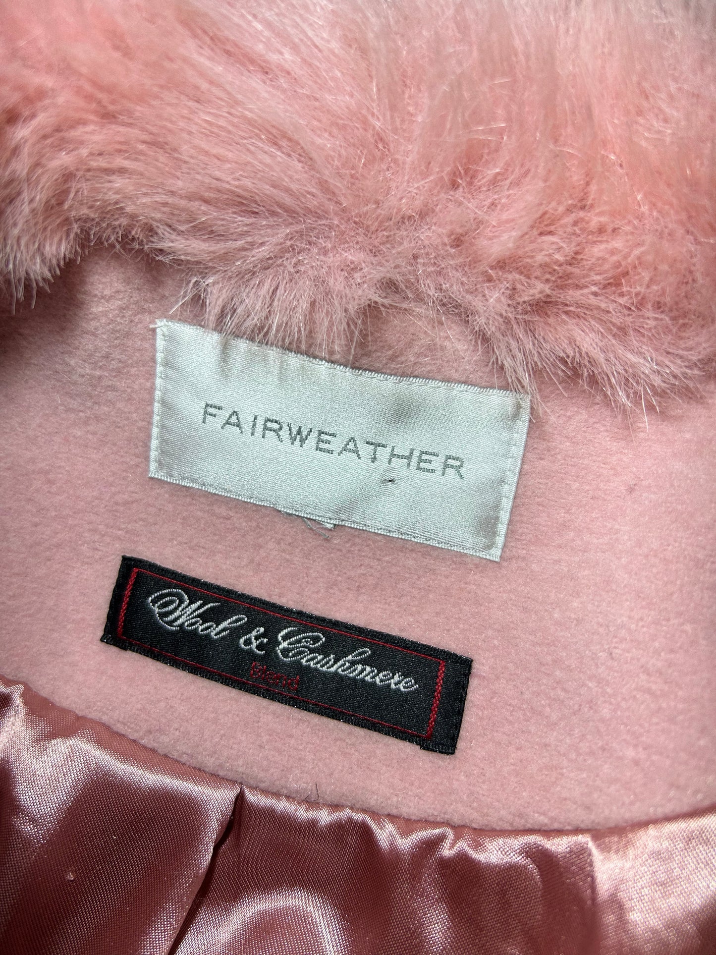Fairweather Pink Faux Fur Trim Wool and Cashmere Coat - Large