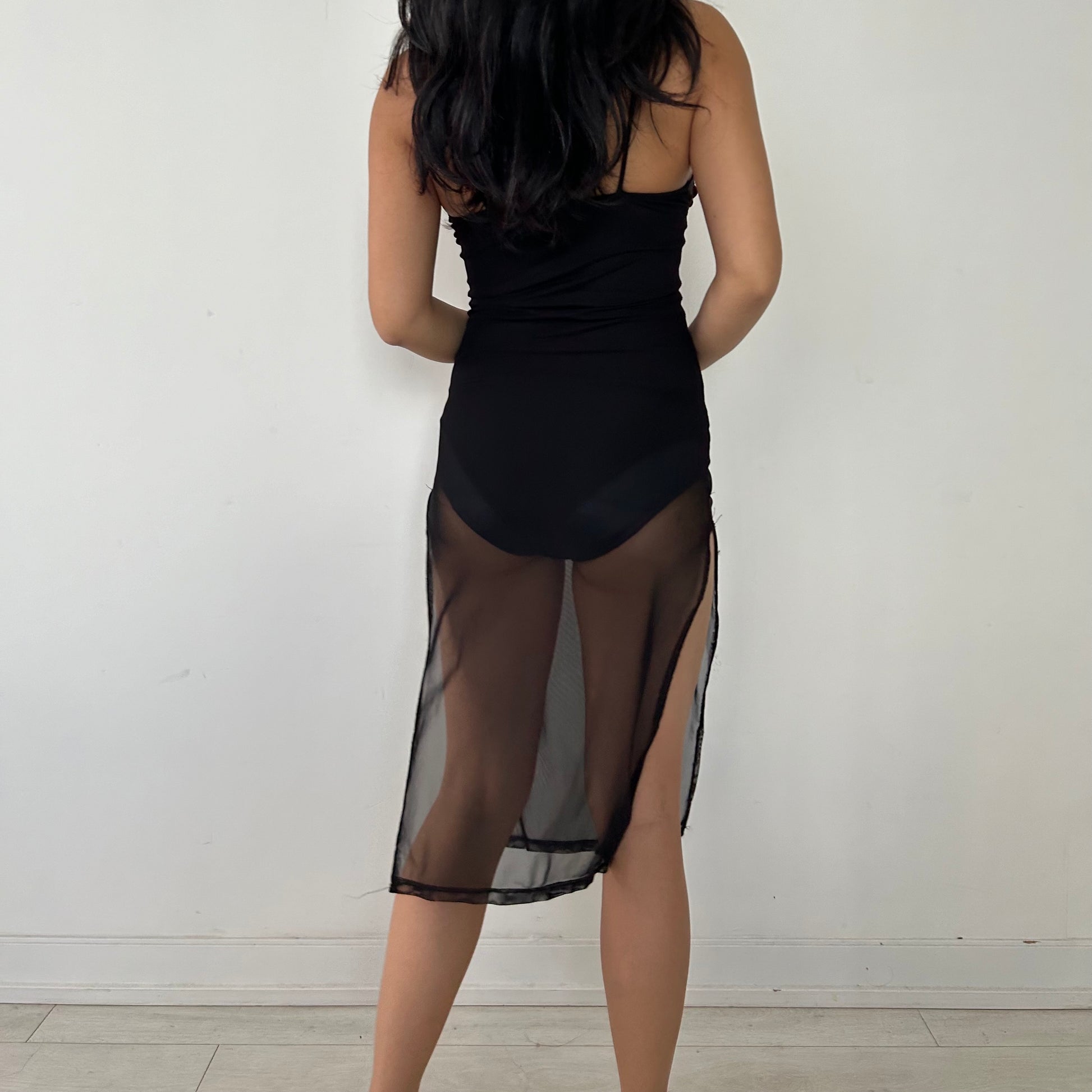 Vintage 90s Made in USA Black Mesh Bodysuit Dress - X-Small Zoehify Vintage 90s Made in USA Black Mesh Bodysuit Dress - X-Small Zoehify