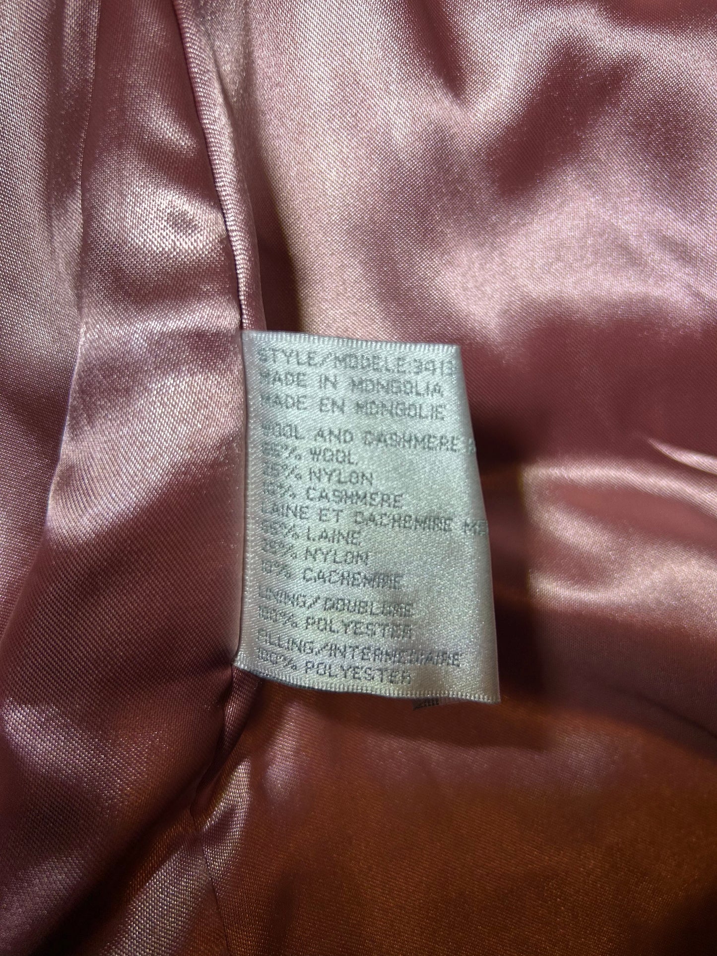 Fairweather Pink Faux Fur Trim Wool and Cashmere Coat - Large