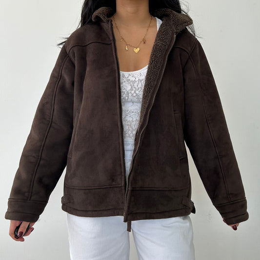 Lee Brown Faux Shearling Jacket - X-Large