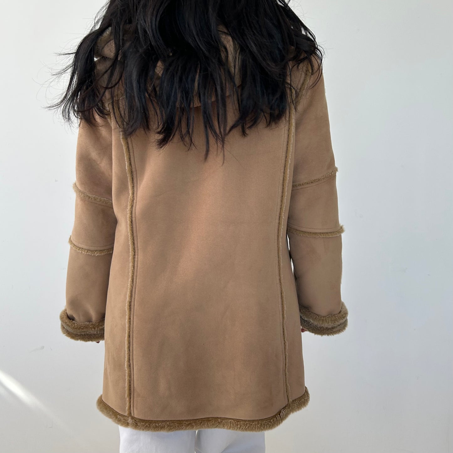 Brown Faux Shearling Coat - Medium