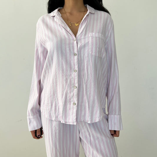 Victoria’s Secret Pink and White Striped Pyjama Set - Medium