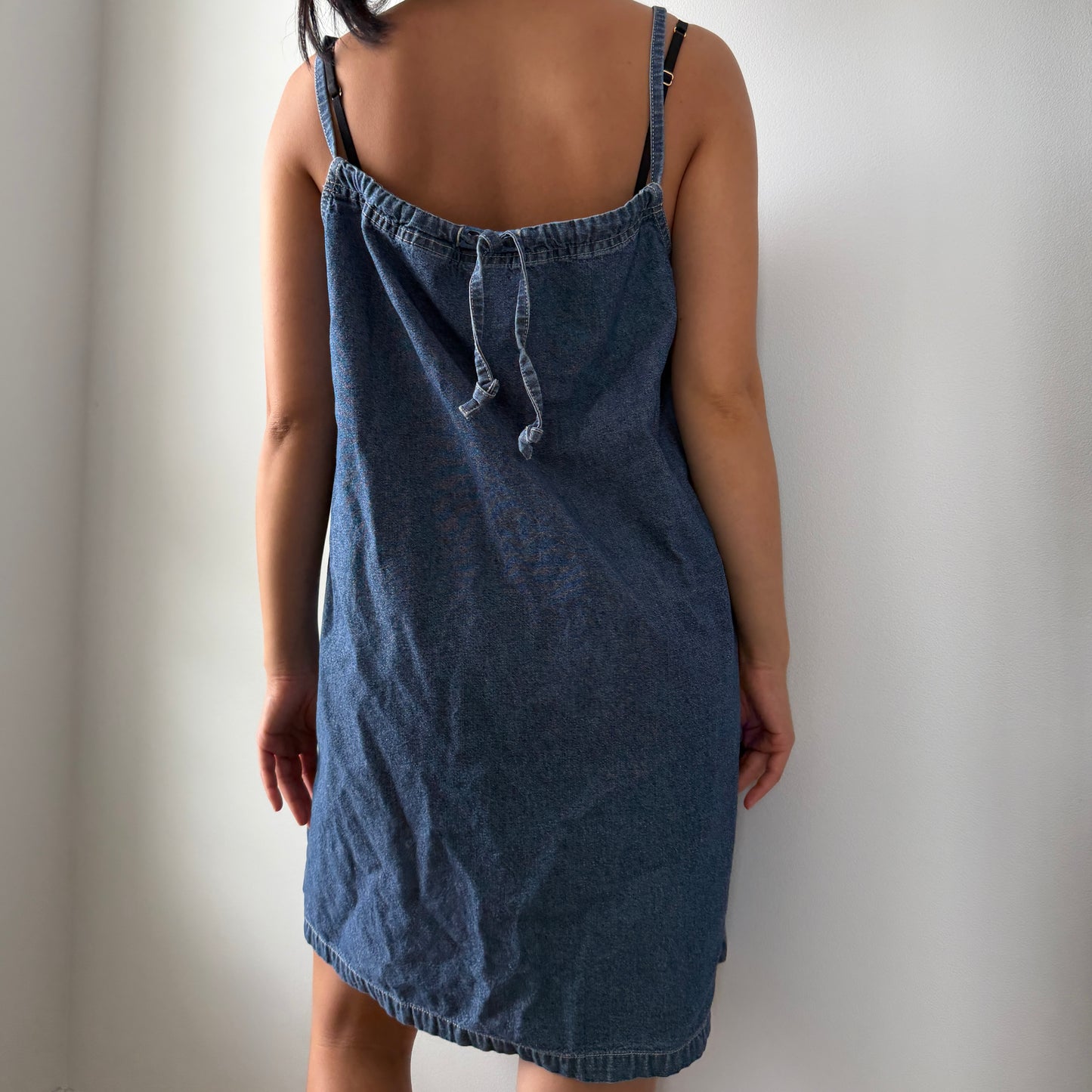 90s Reactor+ Blue Denim Pinafore Dress - Medium