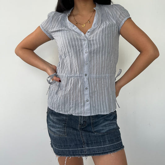 2010s H&M Mauve Grey Short Sleeve Button Up Blouse - X-Small