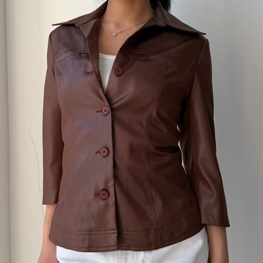 Milio Made in France Brown Metallic Lightweight Blouse - Small