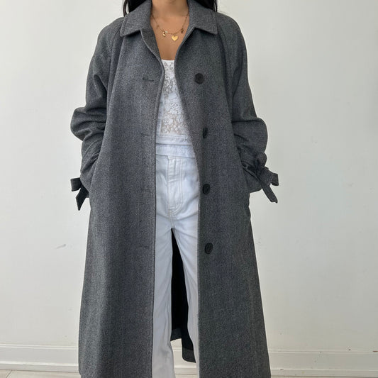 JW Anderson X Uniqlo Grey Wool Tweed Coat - Small