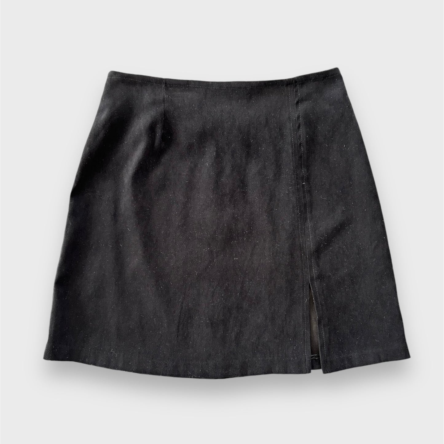 Vintage Made in Canada Dalmys Black Slit Leg Mini Skirt - Small