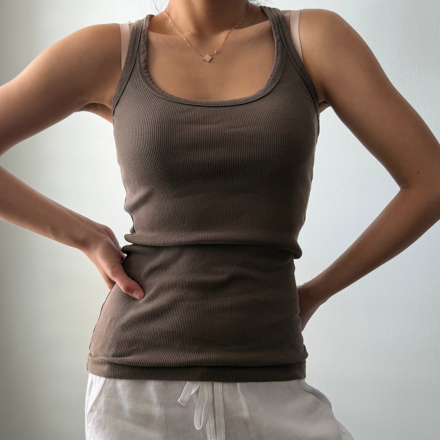 Jacob Connexion Brown Racer Back Tank - Small