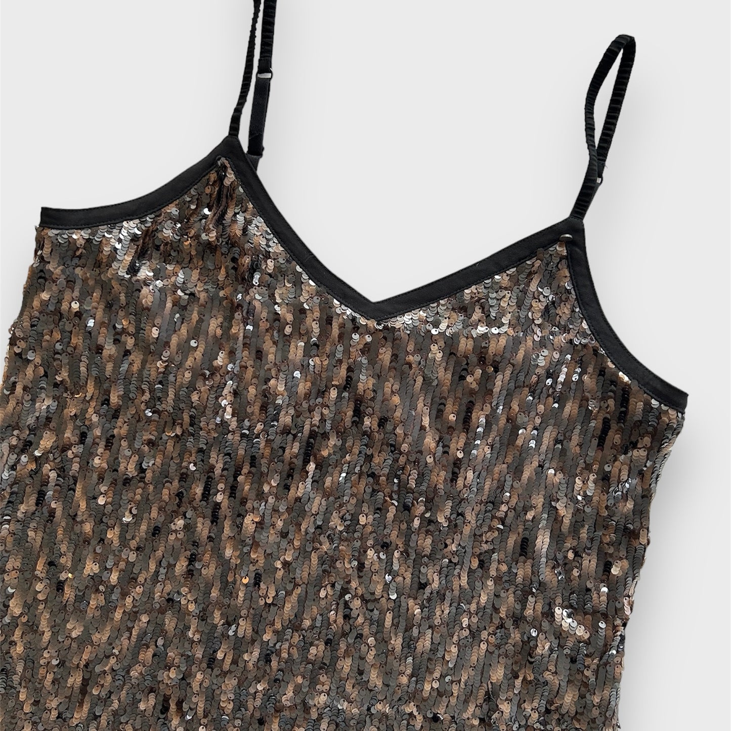 Guess Black and Brown Sequin Cami - Large