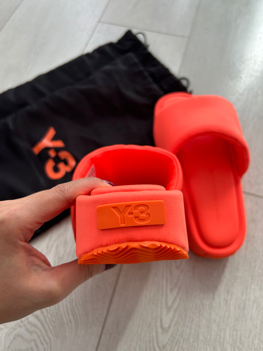 Adidas Y-3 Yohji Yamamoto Comfylette Puff Slides in Solar Orange - Men's US 5