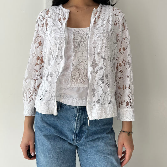 Cop Copine White Lace Jacket - Medium
