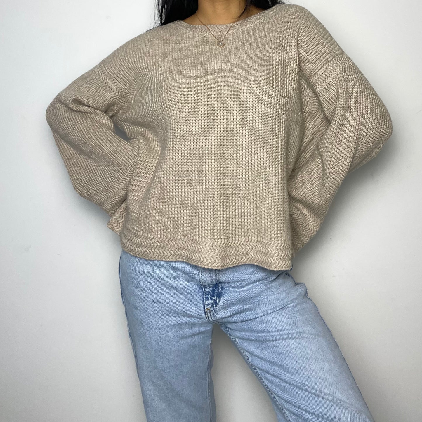 1.STATE Beige Knit Jumper - Small