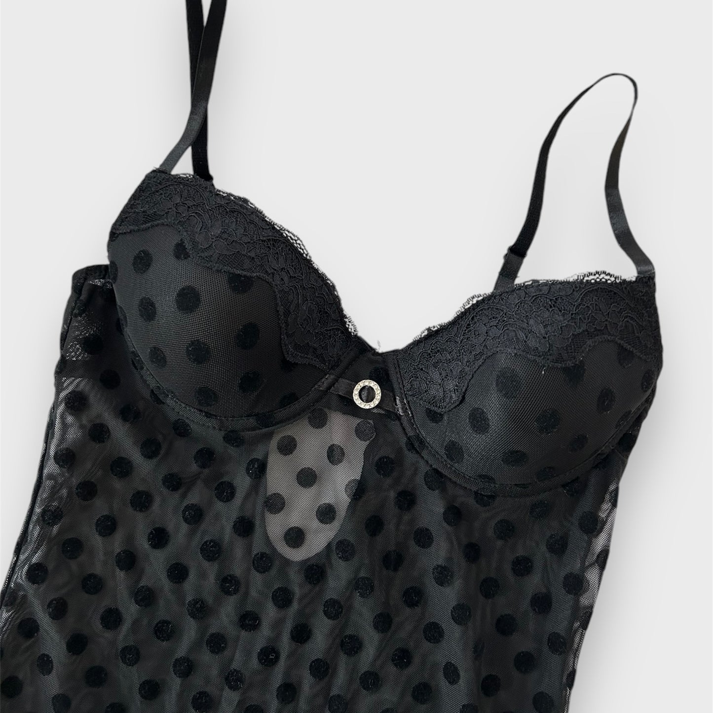 Rampage Intimates Black Polka Dot Lingerie Set - Small