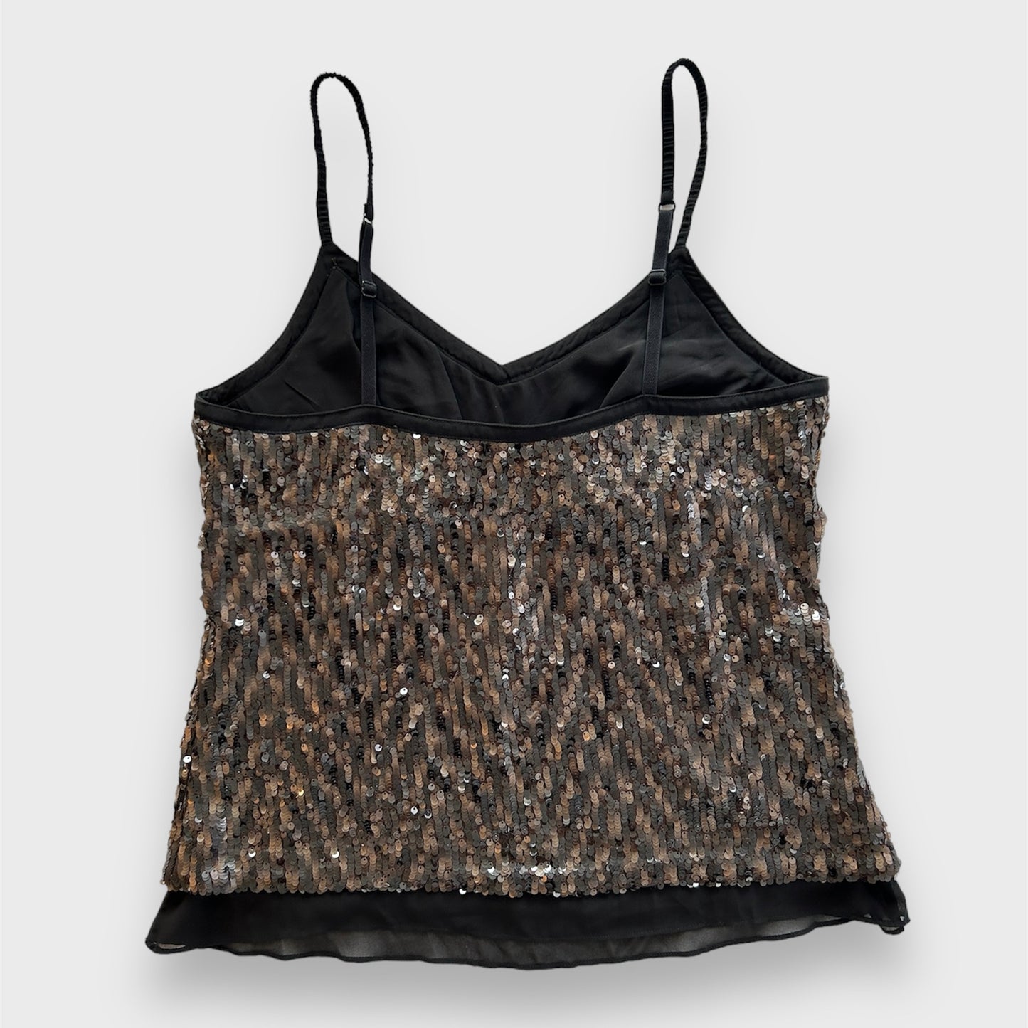 Guess Black and Brown Sequin Cami - Large