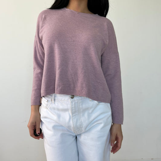 Eileen Fisher Lilac Pink Merino Wool Crewneck Knit Jumper - Medium