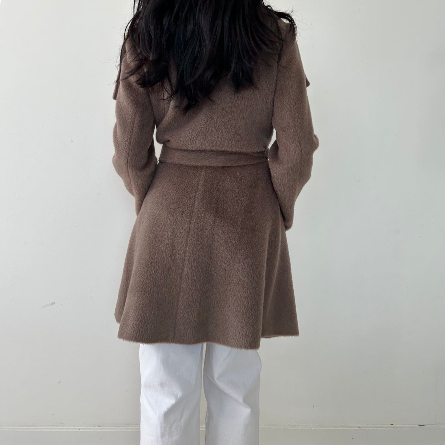 Dawn Levy Taupe Double Face Wool and Alpaca Wrap Coat - Medium