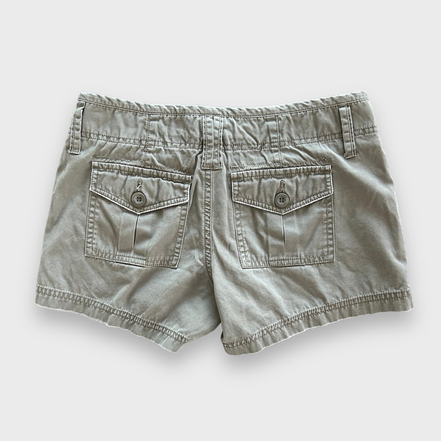 Jacob Connexion Khaki Green Cargo Mini Low Rise Shorts - Small