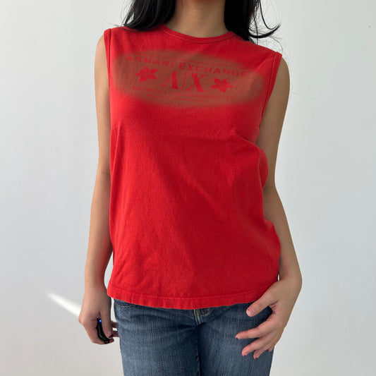 Vintage Made in USA Armani Exchange Red Muscle Tee - Small