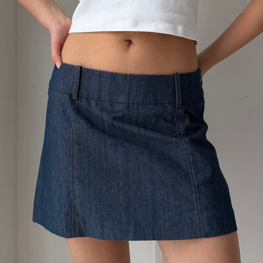 1990s Made in USA Guess Collection Low-Rise Panelled Denim Mini Skirt - Medium