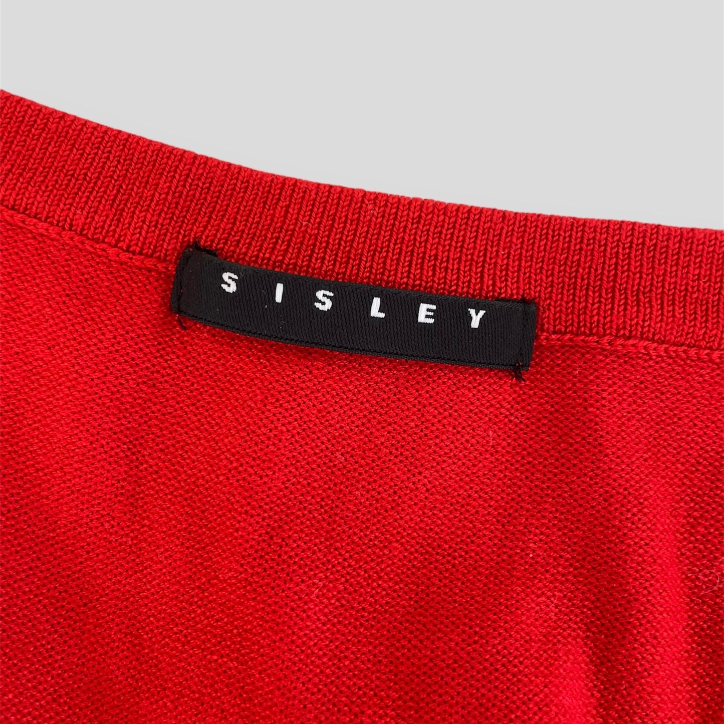 Sisley Red Scoop Neck Short Sleeve Knit - Small