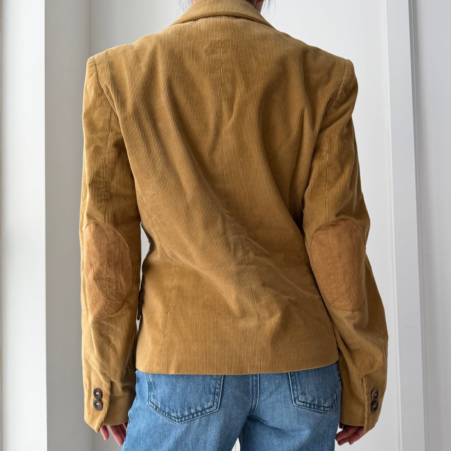 Marella Brown Corduroy Single Breasted Blazer - Small