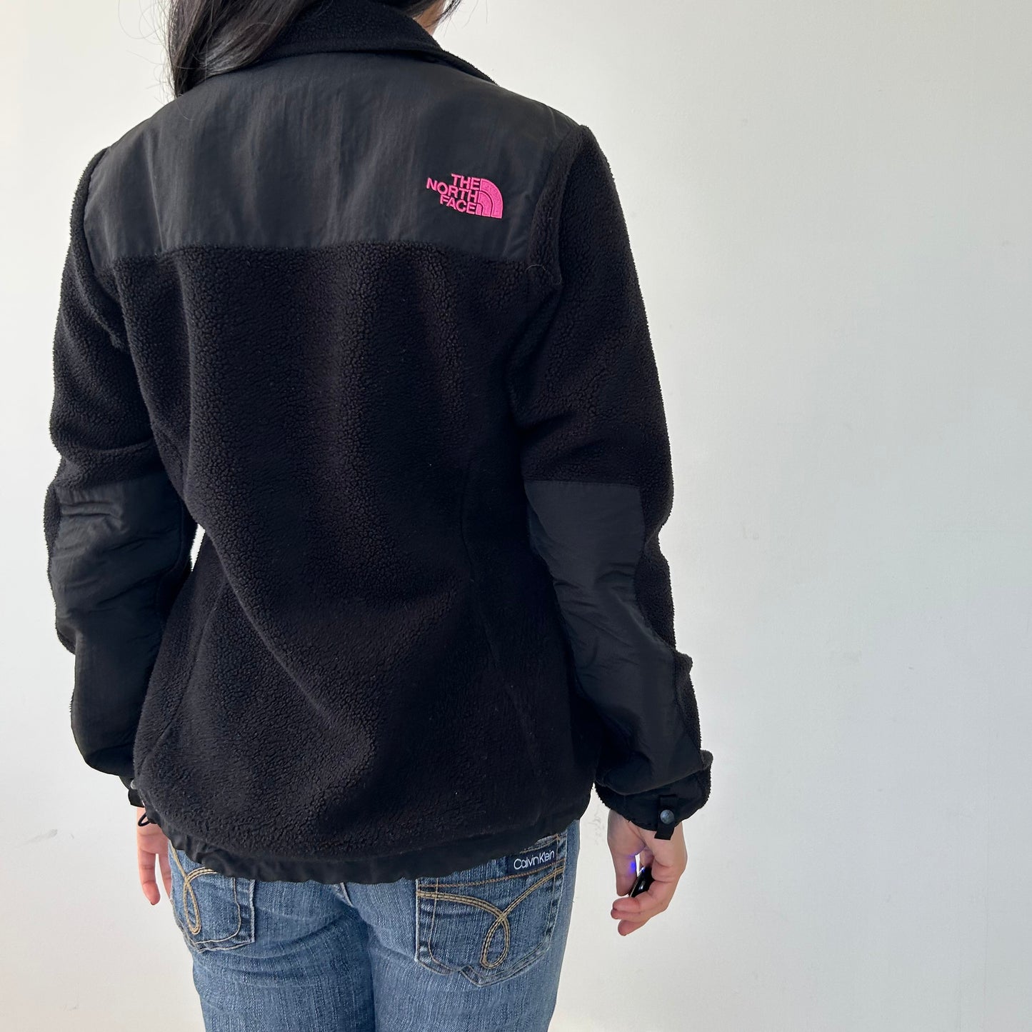 The North Face Limited Edition Black Denali 2 Jacket with Pink Logo - X-Small