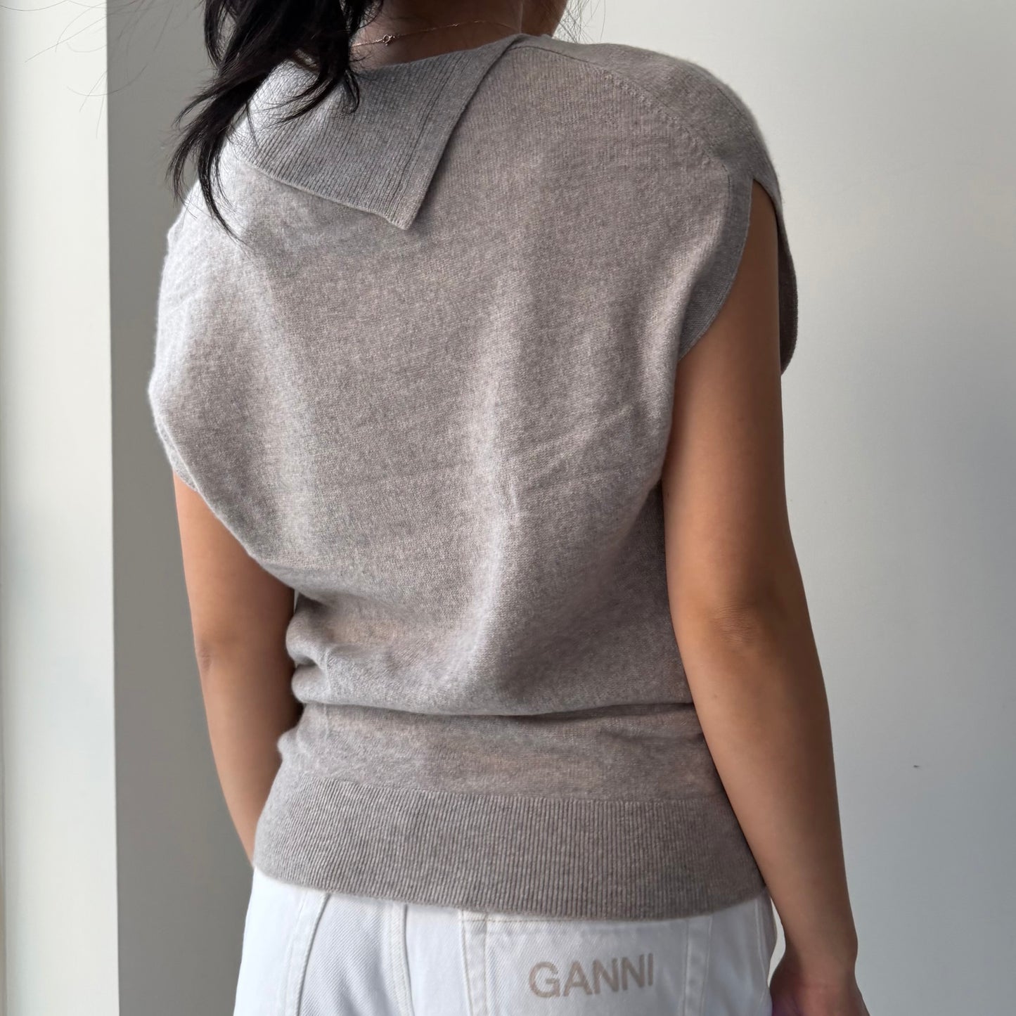 Club Monaco Greige Cashmere Mock Neck Jumper - X-Small