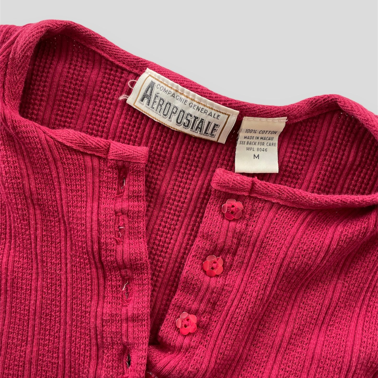 Early 2000s Compagnie Generale Aéropostale Red Pointelle Top - Small