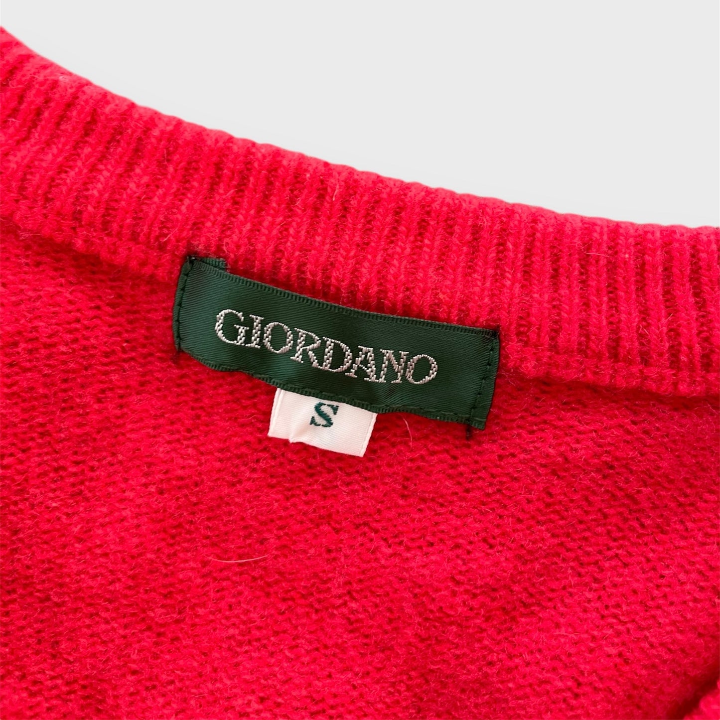 Vintage 1980s Giordano Red Wool Vest - Small