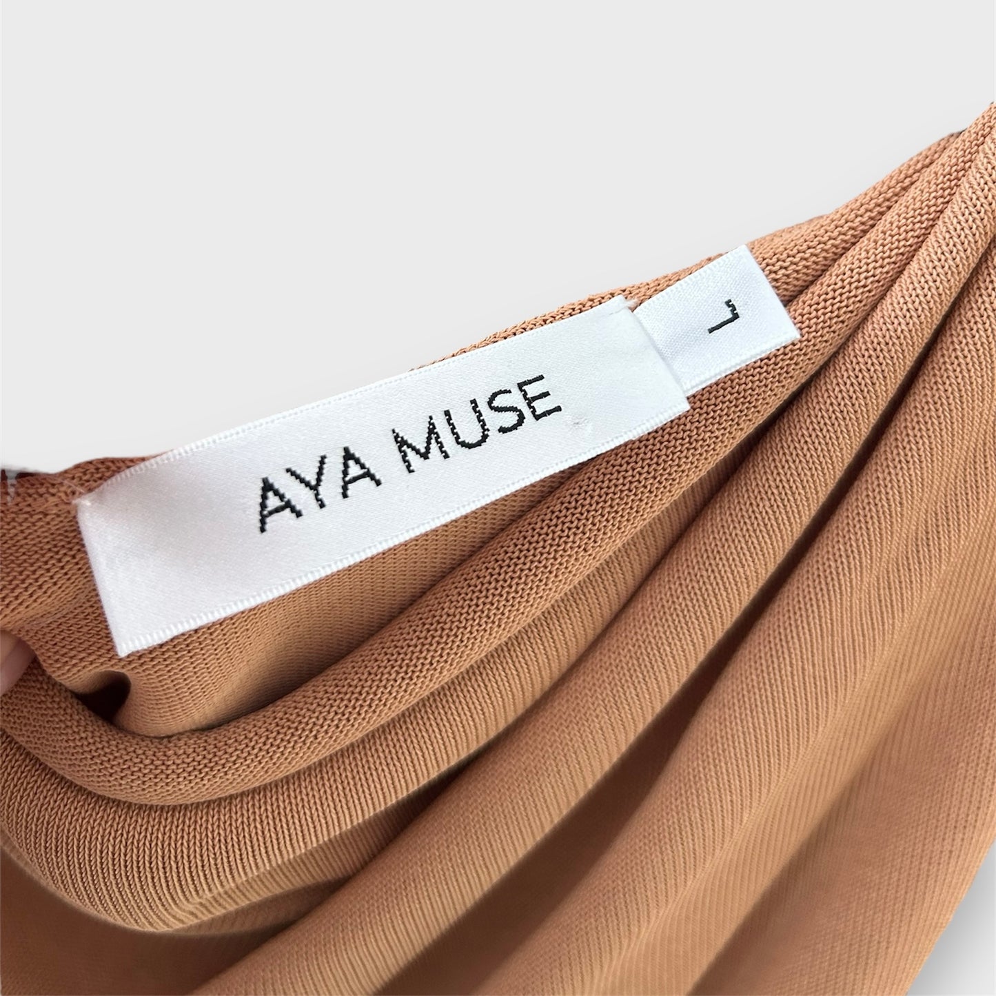 Aya Muse Draped Scarf Detail Top in Tan - Large