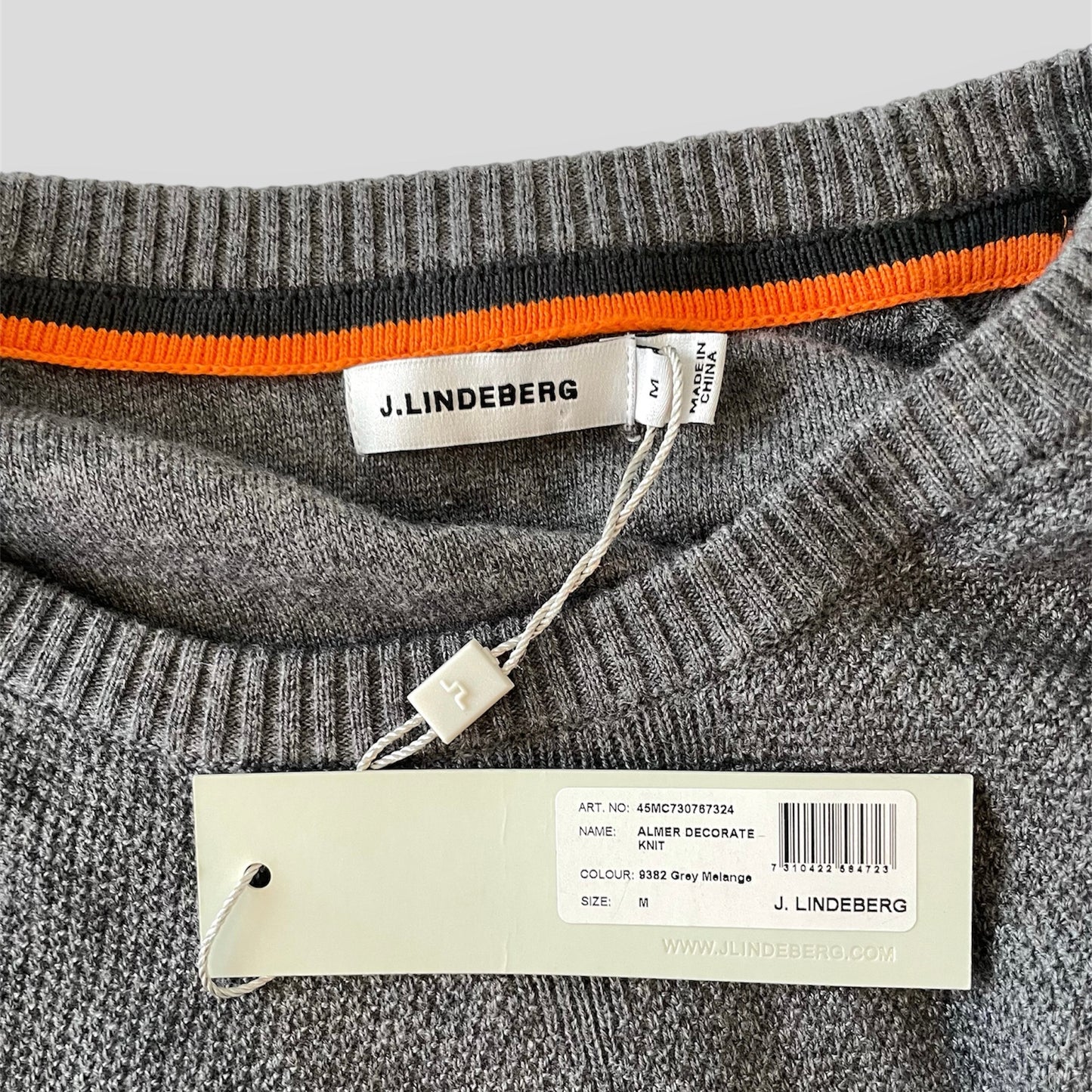 BNWT J. Lindeberg Grey Knit Crewneck Jumper - Medium