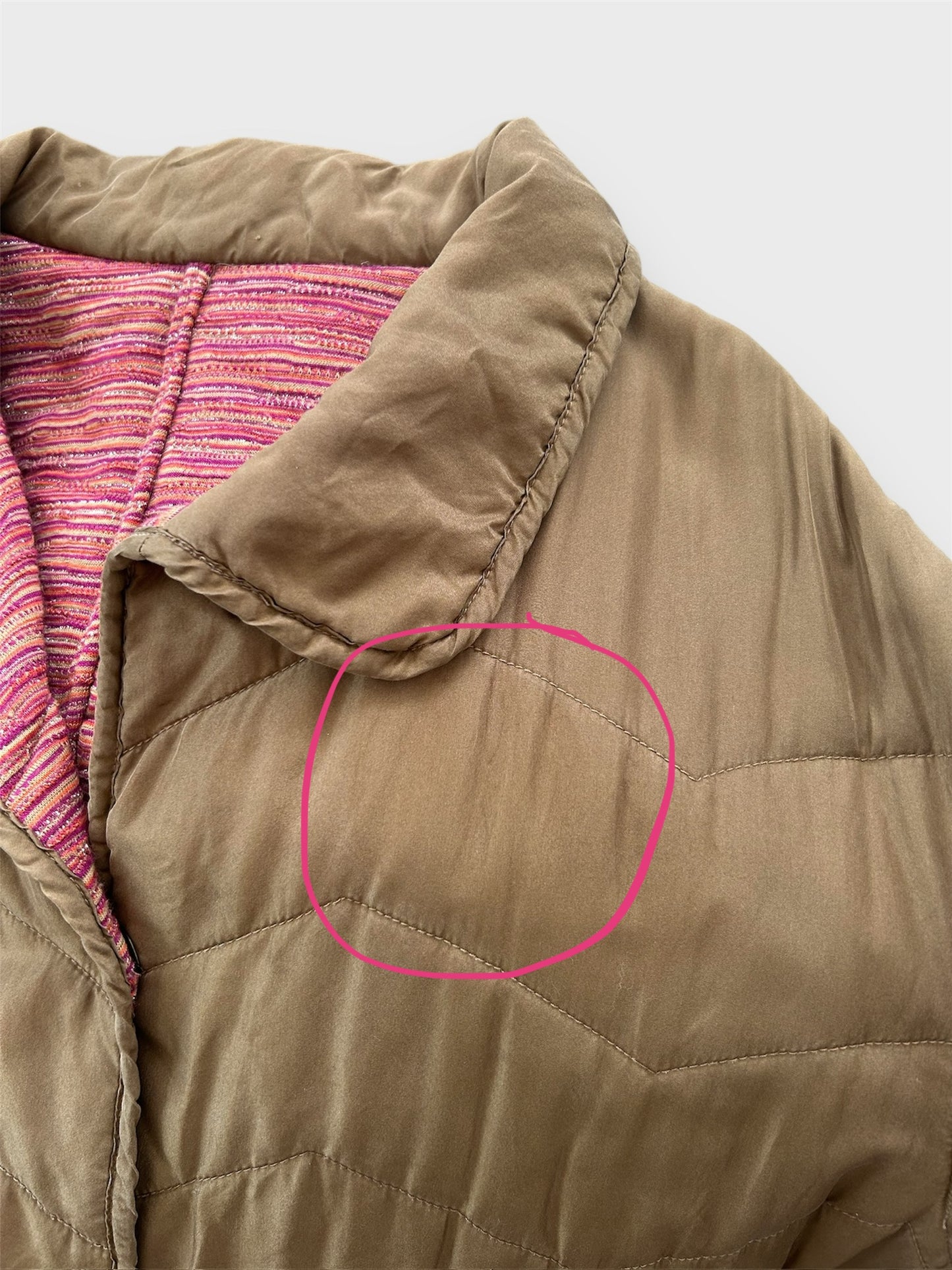 2000s Missoni Taupe Quilted Silk Paddock Jacket - X-Large