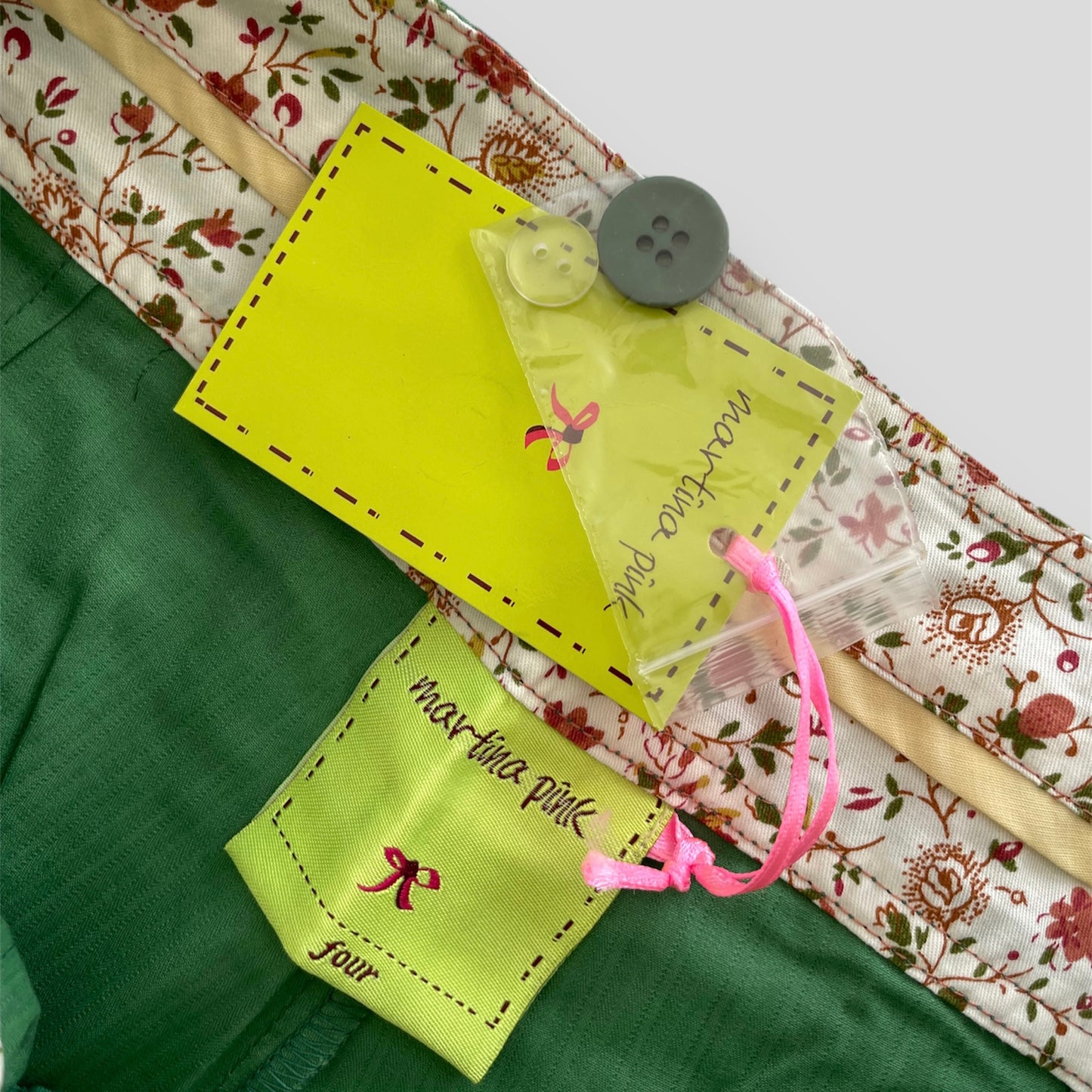 BNWT Martina Pink Green Bermuda Shorts - Medium