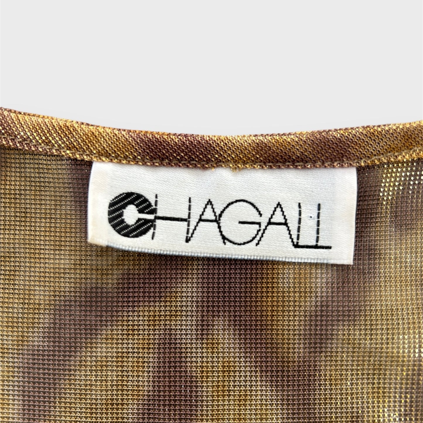 Vintage 1990s Chagall Gold Tiger Print Sheer Mesh Tank - Large