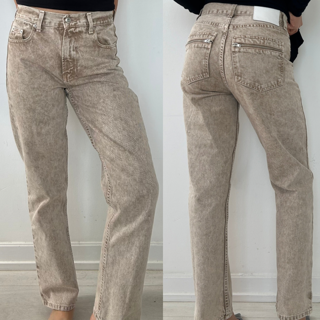 Proenza Schouler Taupe Acid-Wash Straight Leg Jeans - W26