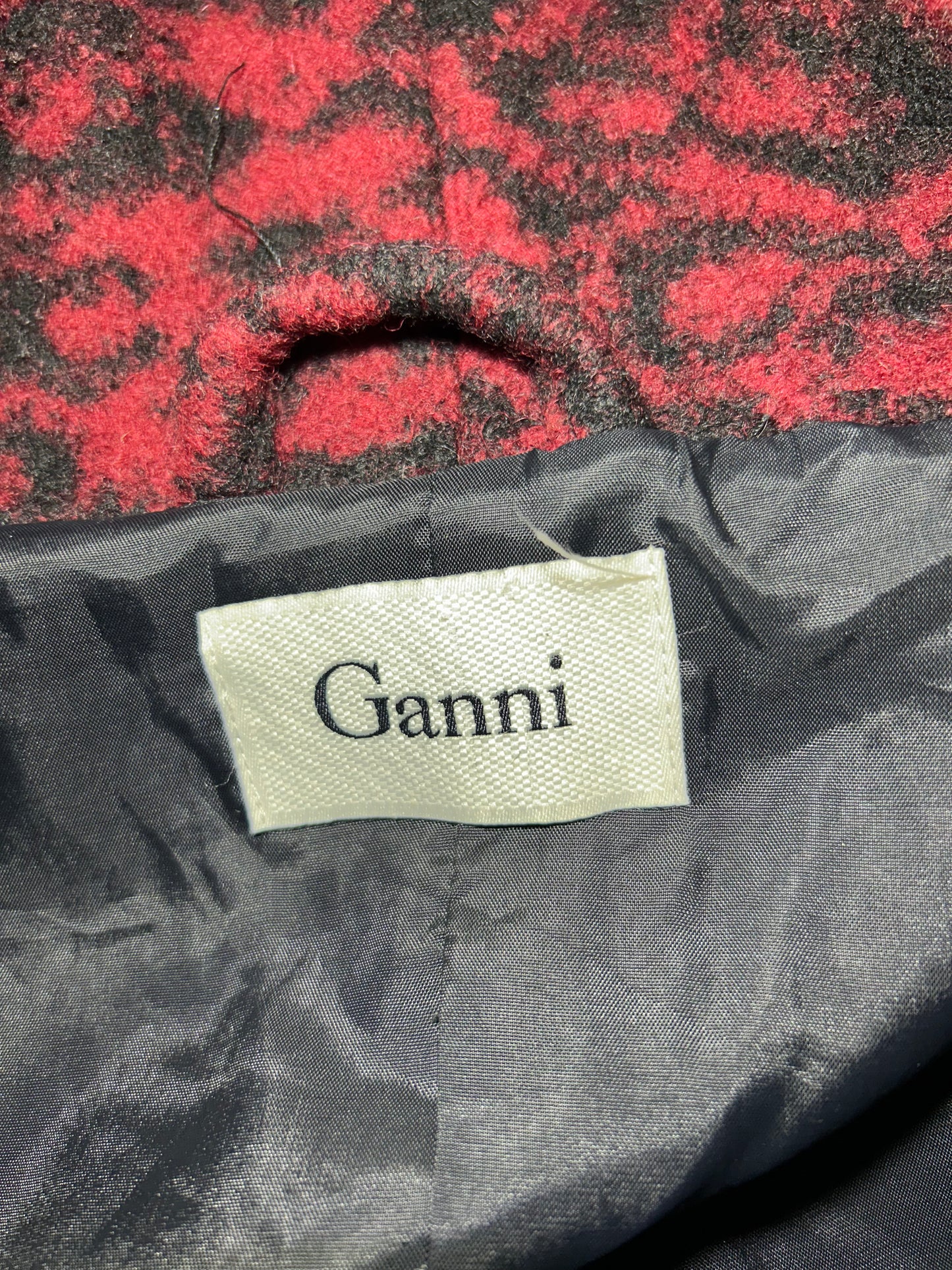 Ganni Red Leopard Print Wool Blend Coat - X-Small