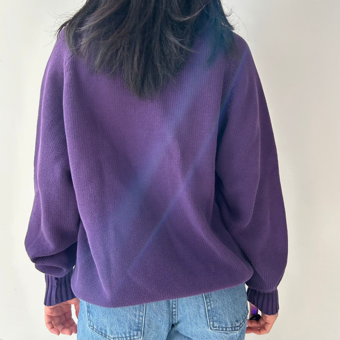 Vintage 1980s Polo Ralph Lauren Purple Crewneck Knit Jumper - Large