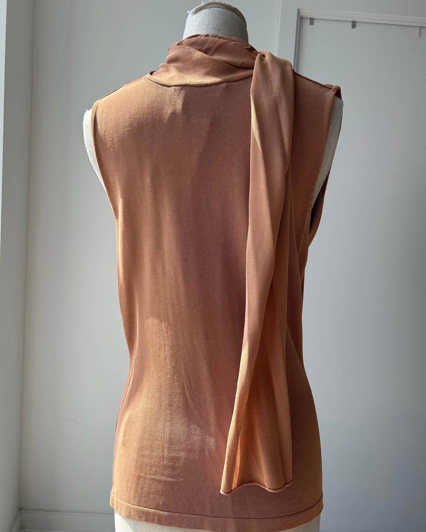 Aya Muse Draped Scarf Detail Top in Tan - Large