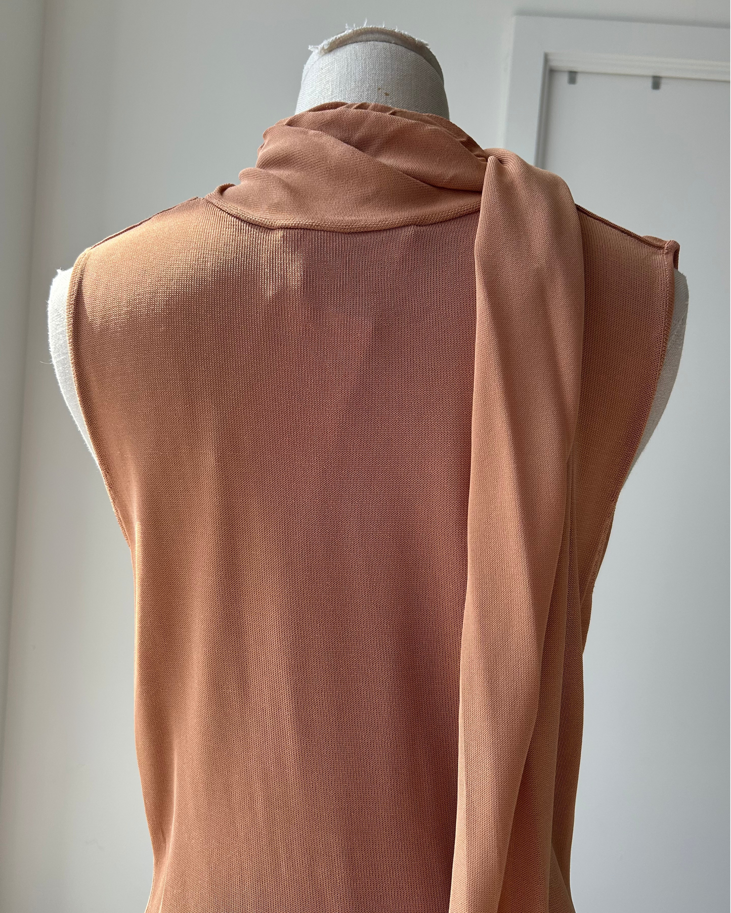 Aya Muse Draped Scarf Detail Top in Tan - Large